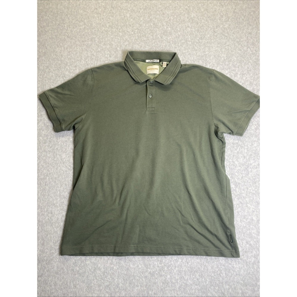 Scotch & Soda Amsterdam Men's XL Olive Green Cotton Short Sleeve Polo Shirt Top
